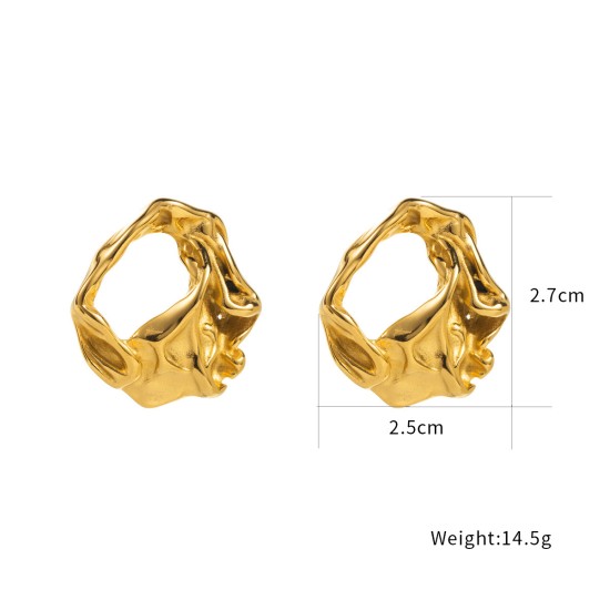 Irregular wrinkled stainless steel earrings