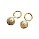 Fan shaped hollow sun shaped pearl stainless steel earrings