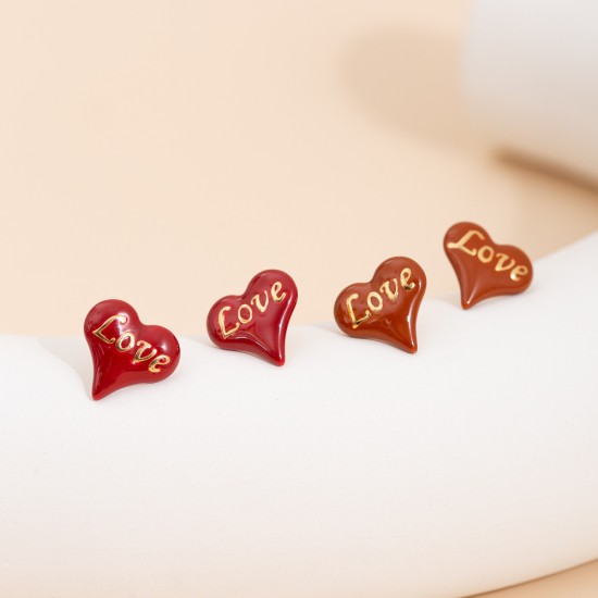 Love Dripping Oil Stainless Steel Earrings