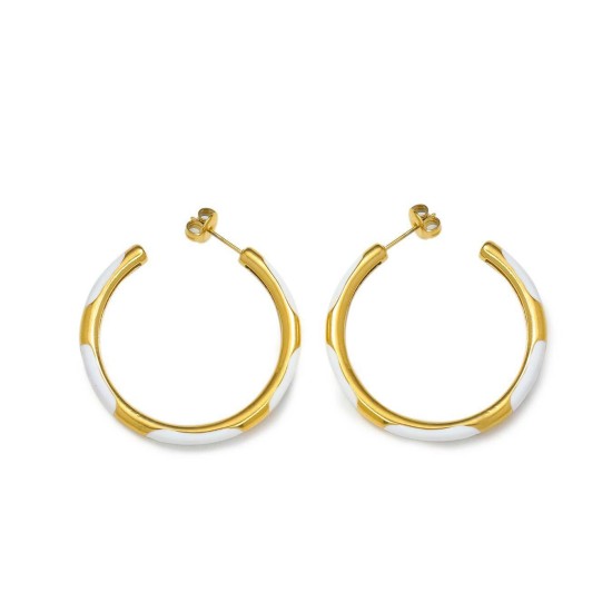 Drip colored C-shaped stainless steel earrings