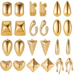 Triangular elliptical geometric stainless earrings