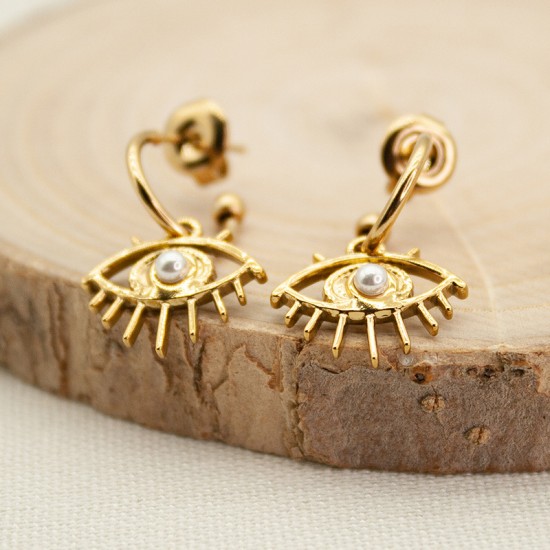 Devil's Eye Bead Stainless Steel Earrings