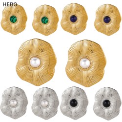 Pearl shaped oval stainless steel earrings