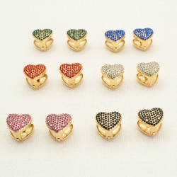 Love colored zircon stainless steel earrings