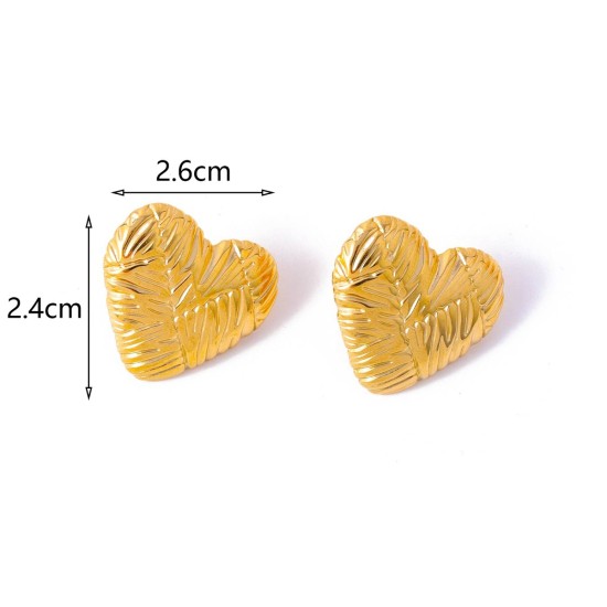 Mosquito coil, peach heart square stainless steel earrings