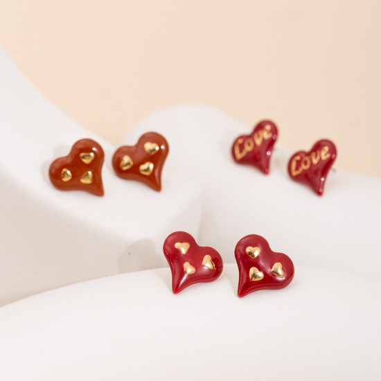 Love Dripping Oil Stainless Steel Earrings