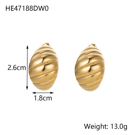 Conch metal textured stainless steel plated earrings