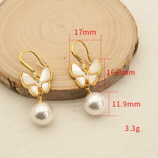 Pearl Butterfly Stainless Steel Earrings