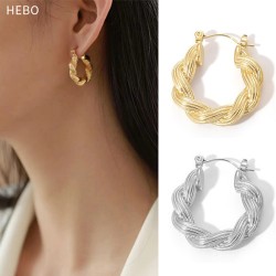 Wrapped vertical stainless steel earrings