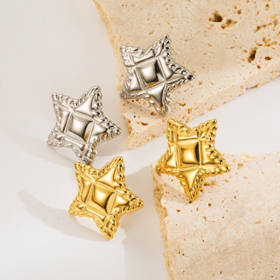 Five pointed star stainless steel earrings