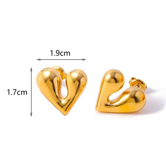 Peach heart stainless steel earrings