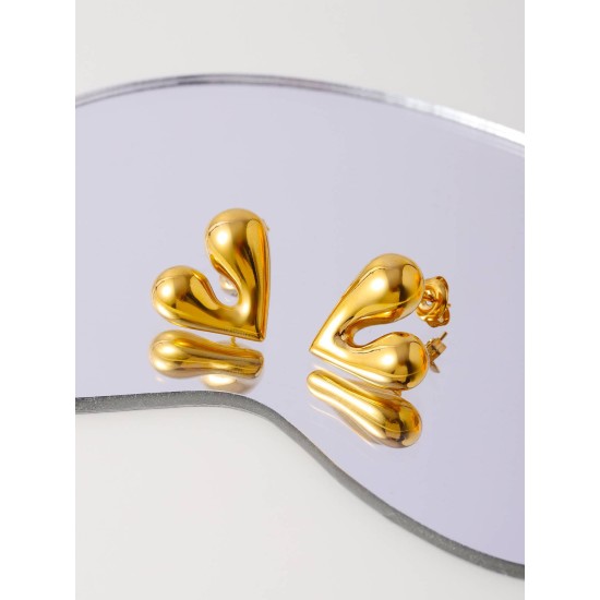 Peach heart stainless steel earrings
