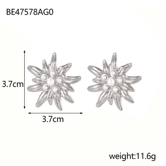 Pearl daisy stainless steel earrings