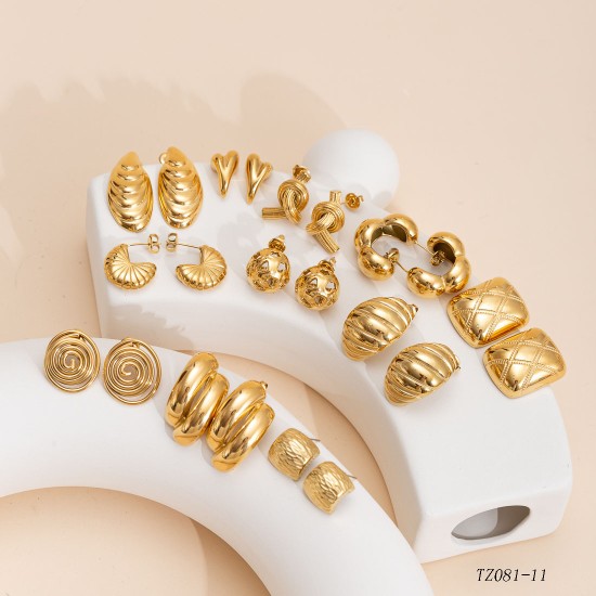 Conch metal textured stainless steel plated earrings