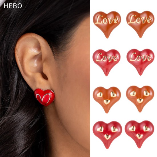 Love Dripping Oil Stainless Steel Earrings