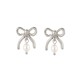 Bow natural pearl stainless steel earrings