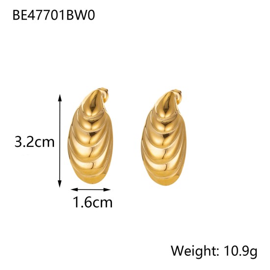 Conch metal textured stainless steel plated earrings