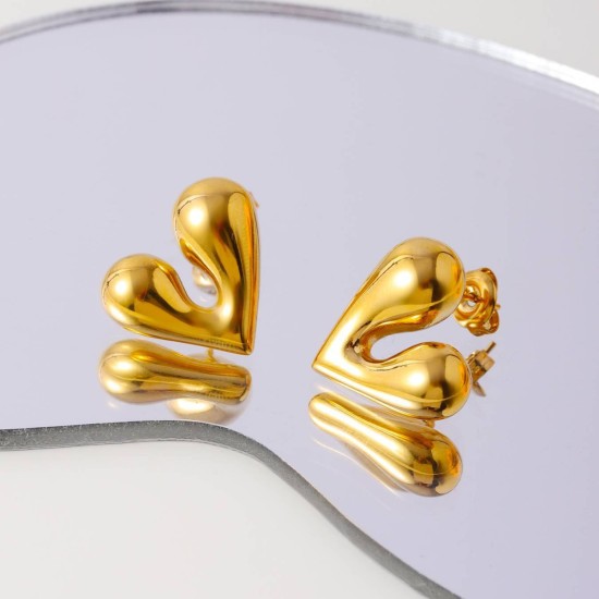 Peach heart stainless steel earrings