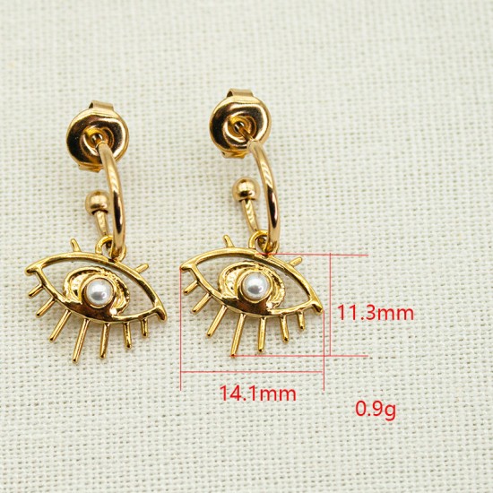 Devil's Eye Bead Stainless Steel Earrings