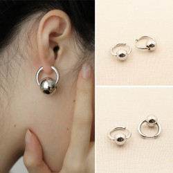 Spherical pendant stainless steel earrings