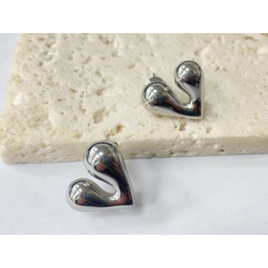 Peach heart stainless steel earrings