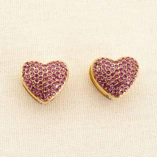 Love colored zircon stainless steel earrings