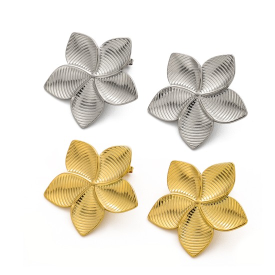 Five leaf flower stainless steel earrings