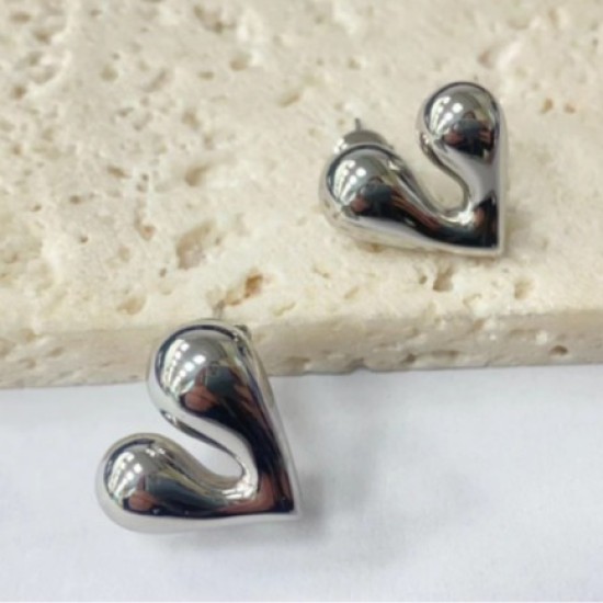 Peach heart stainless steel earrings