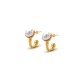 Pearl stainless steel C-shaped earrings