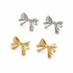 Bow shaped stainless steel earrings