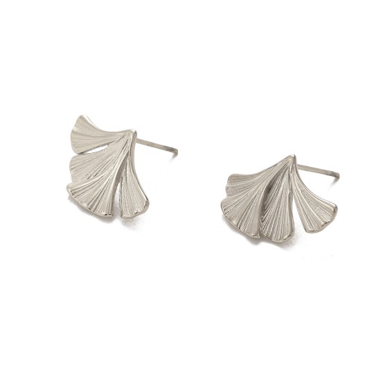 Ginkgo leaf stainless steel earrings