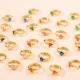 Colorful heart-shaped round triangular zircon stainless steel earrings