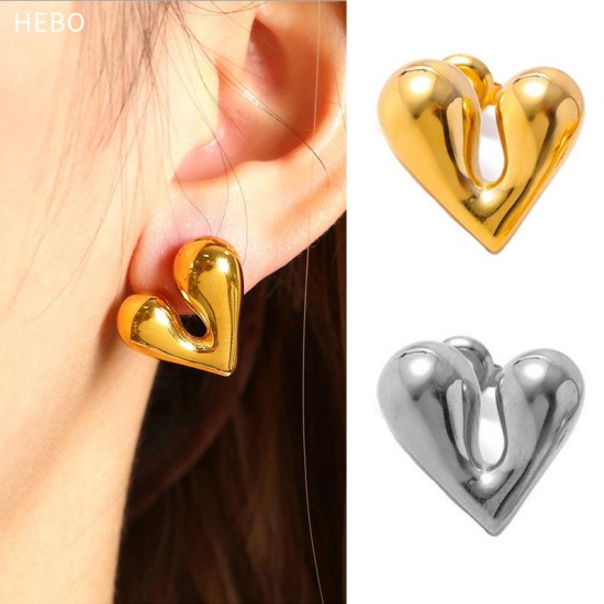 Peach heart stainless steel earrings