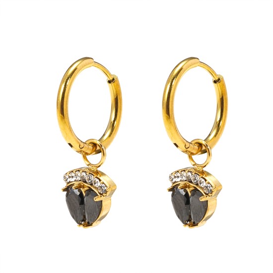 Crown zircon stainless steel earrings