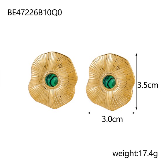 Pearl shaped oval stainless steel earrings