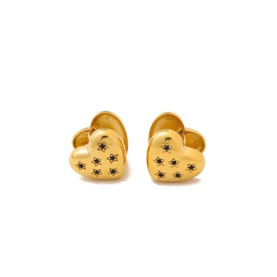 Peach heart stainless steel earrings