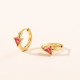 Colorful heart-shaped round triangular zircon stainless steel earrings