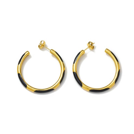 Drip colored C-shaped stainless steel earrings