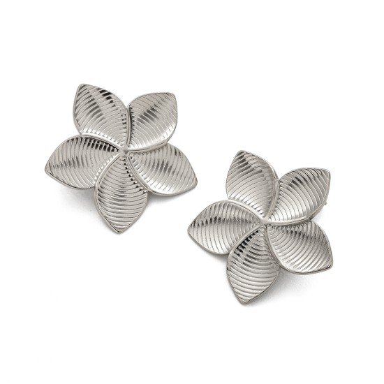 Five leaf flower stainless steel earrings