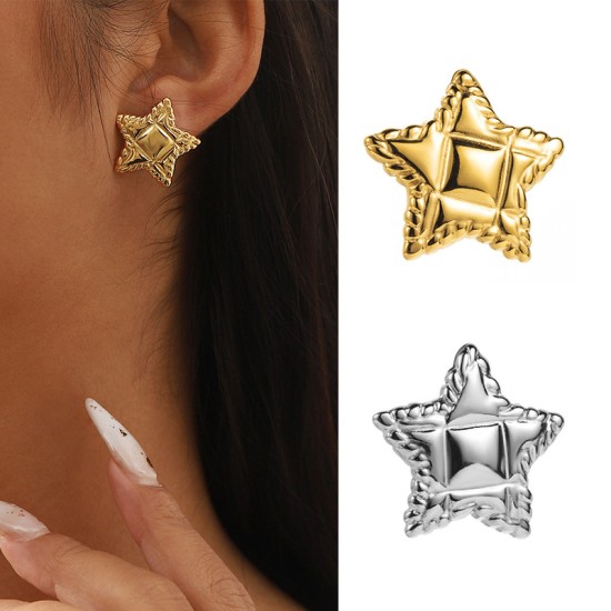 Five pointed star stainless steel earrings
