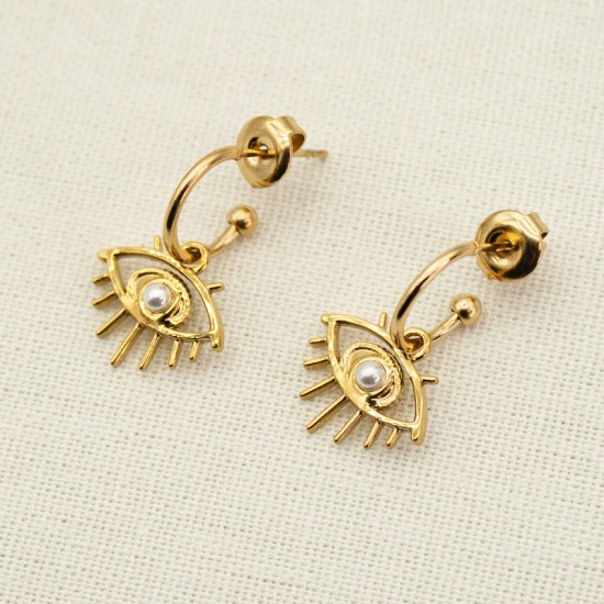 Devil's Eye Bead Stainless Steel Earrings