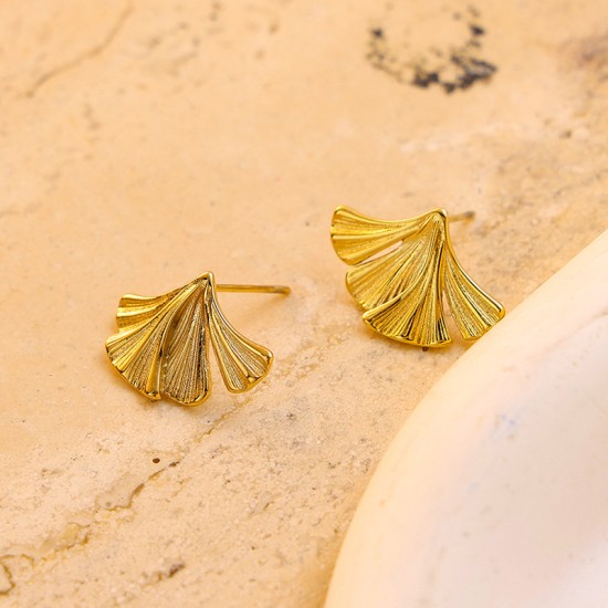 Ginkgo leaf stainless steel earrings