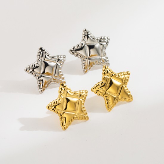 Five pointed star stainless steel earrings