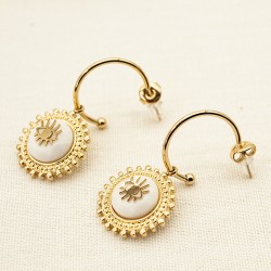 Sun God Devil's Eye Stainless Steel Earrings