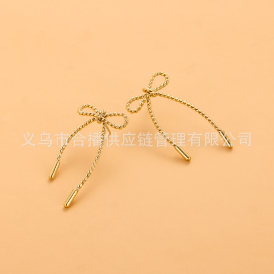 Fried Dough Twists Chain Bow Stainless Steel Earrings