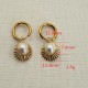 Fan shaped hollow sun shaped pearl stainless steel earrings