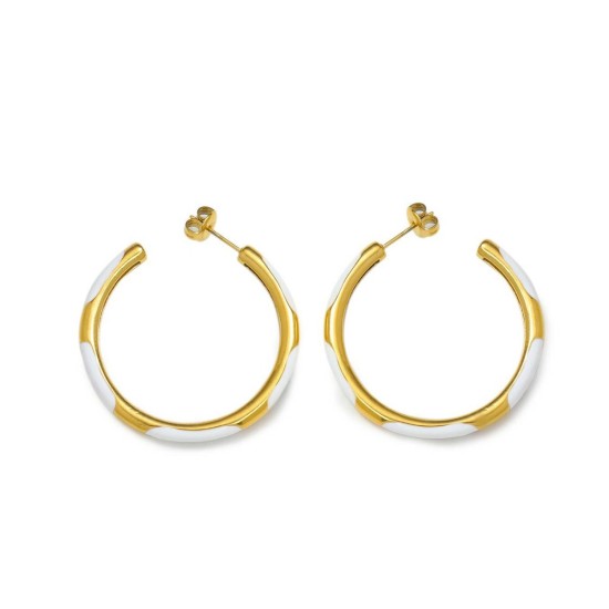 Drip colored C-shaped stainless steel earrings