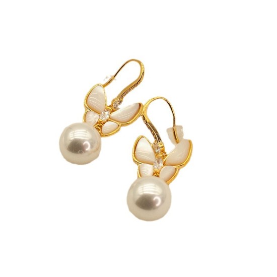 Pearl Butterfly Stainless Steel Earrings