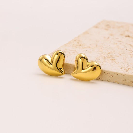 Peach heart stainless steel earrings