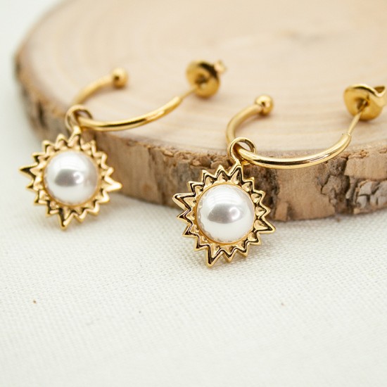 Sunflower Pearl Stainless Earrings